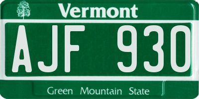 VT license plate AJF930