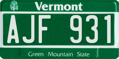 VT license plate AJF931
