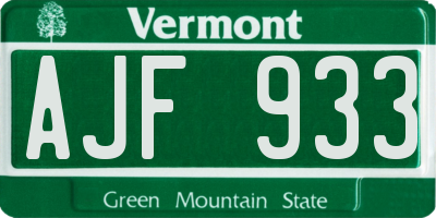 VT license plate AJF933