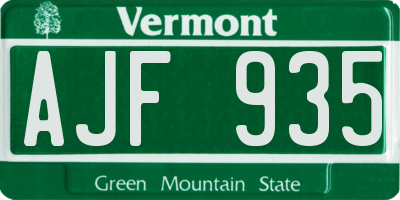 VT license plate AJF935