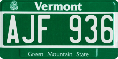 VT license plate AJF936