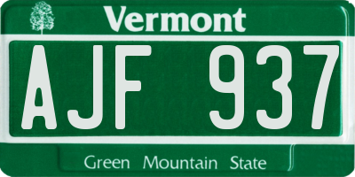 VT license plate AJF937