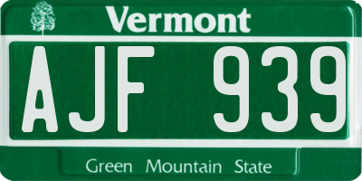 VT license plate AJF939