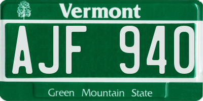 VT license plate AJF940