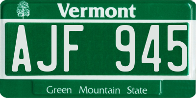 VT license plate AJF945