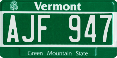 VT license plate AJF947
