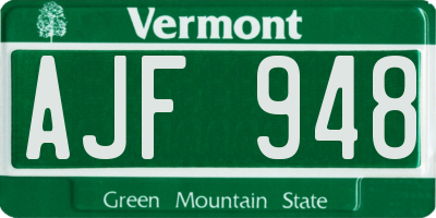 VT license plate AJF948