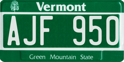 VT license plate AJF950