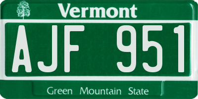 VT license plate AJF951