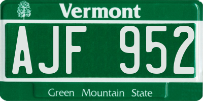 VT license plate AJF952