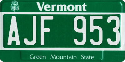 VT license plate AJF953