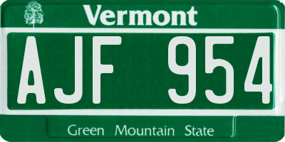 VT license plate AJF954