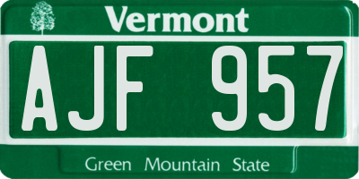 VT license plate AJF957