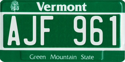VT license plate AJF961
