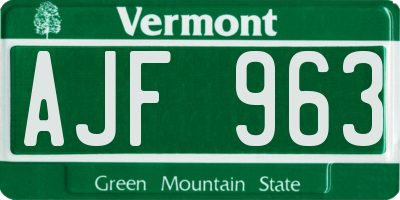 VT license plate AJF963