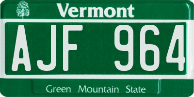 VT license plate AJF964