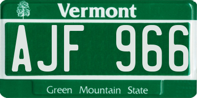 VT license plate AJF966