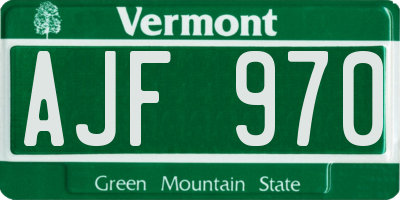 VT license plate AJF970