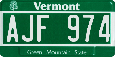 VT license plate AJF974