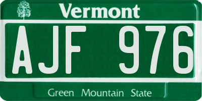 VT license plate AJF976