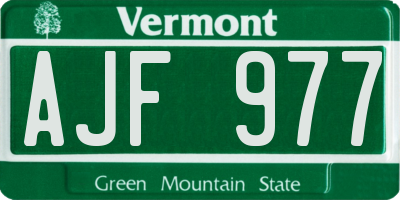 VT license plate AJF977