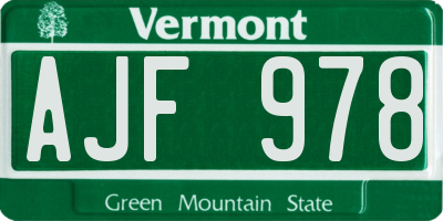 VT license plate AJF978