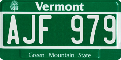 VT license plate AJF979