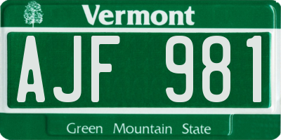 VT license plate AJF981
