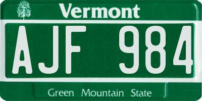 VT license plate AJF984