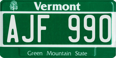VT license plate AJF990