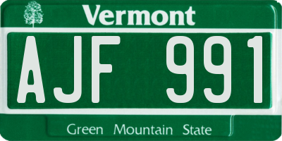 VT license plate AJF991
