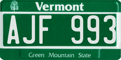VT license plate AJF993