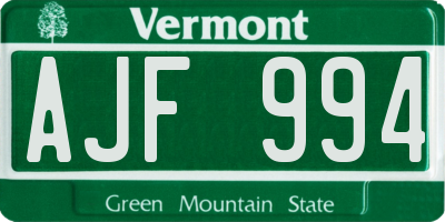 VT license plate AJF994