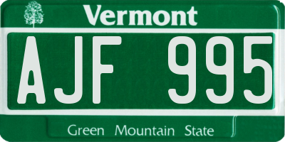 VT license plate AJF995