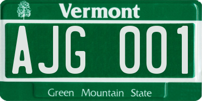 VT license plate AJG001