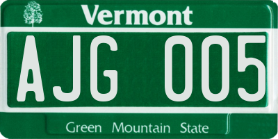 VT license plate AJG005