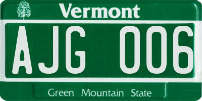 VT license plate AJG006