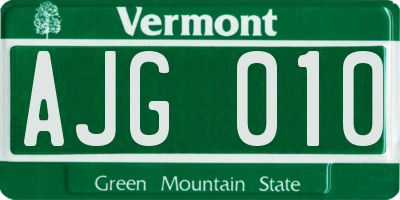 VT license plate AJG010