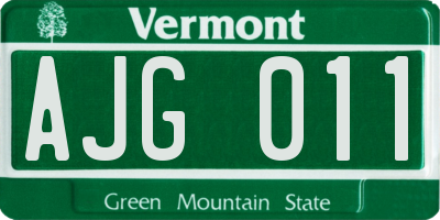 VT license plate AJG011