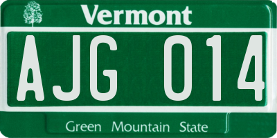 VT license plate AJG014