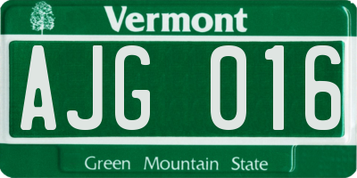 VT license plate AJG016