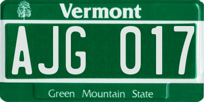 VT license plate AJG017
