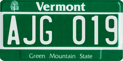 VT license plate AJG019