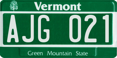 VT license plate AJG021