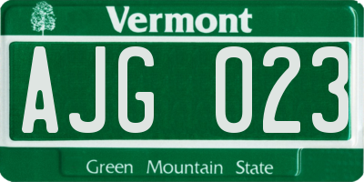 VT license plate AJG023