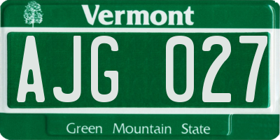 VT license plate AJG027