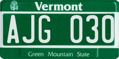 VT license plate AJG030