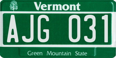 VT license plate AJG031