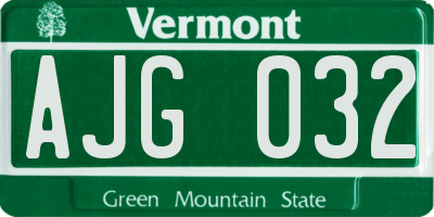 VT license plate AJG032