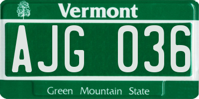 VT license plate AJG036